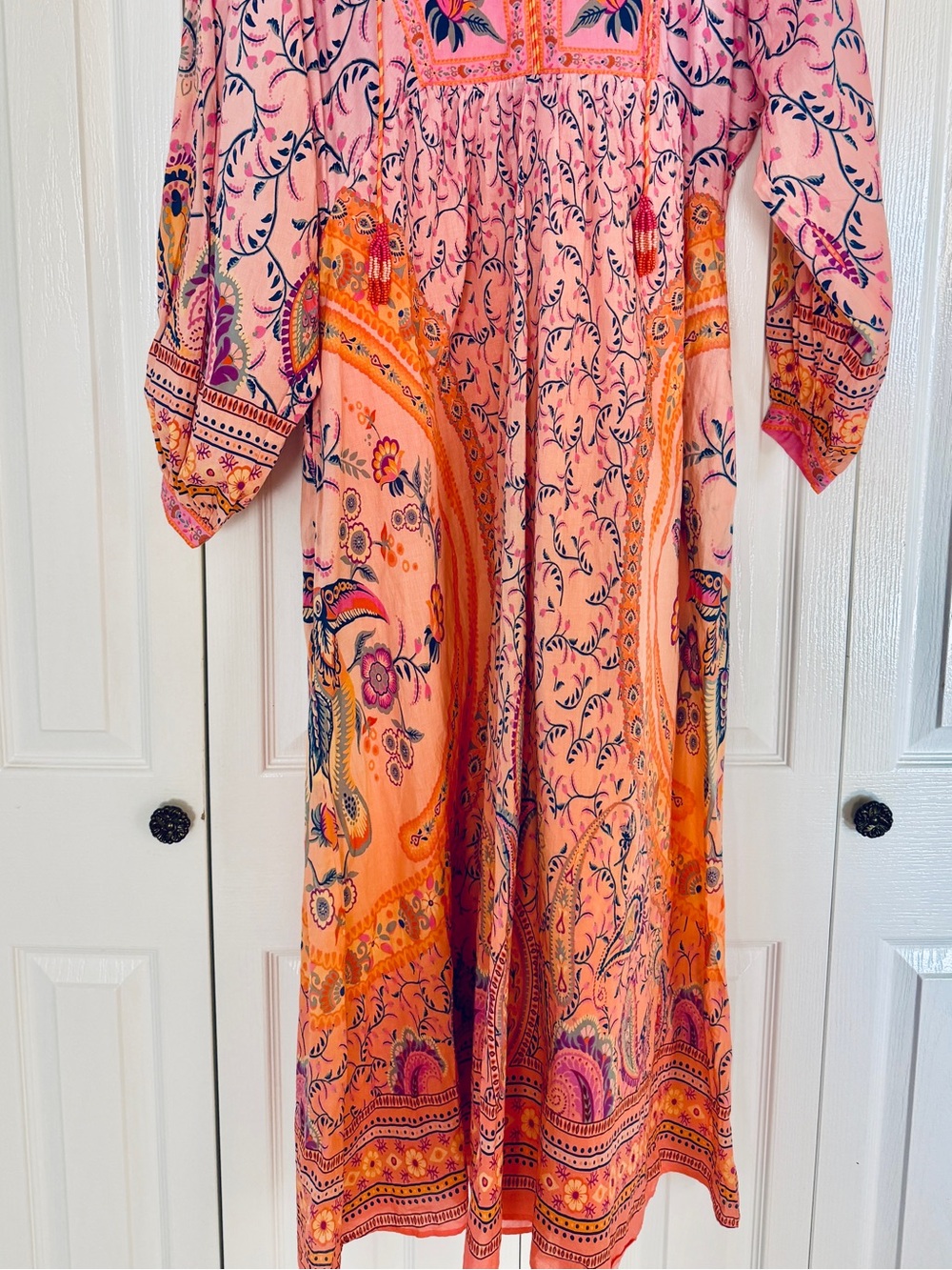New Anthropologie FARM Rio Long Sleeve Cotton Maxi Dress size Small - Picture 8 of 9